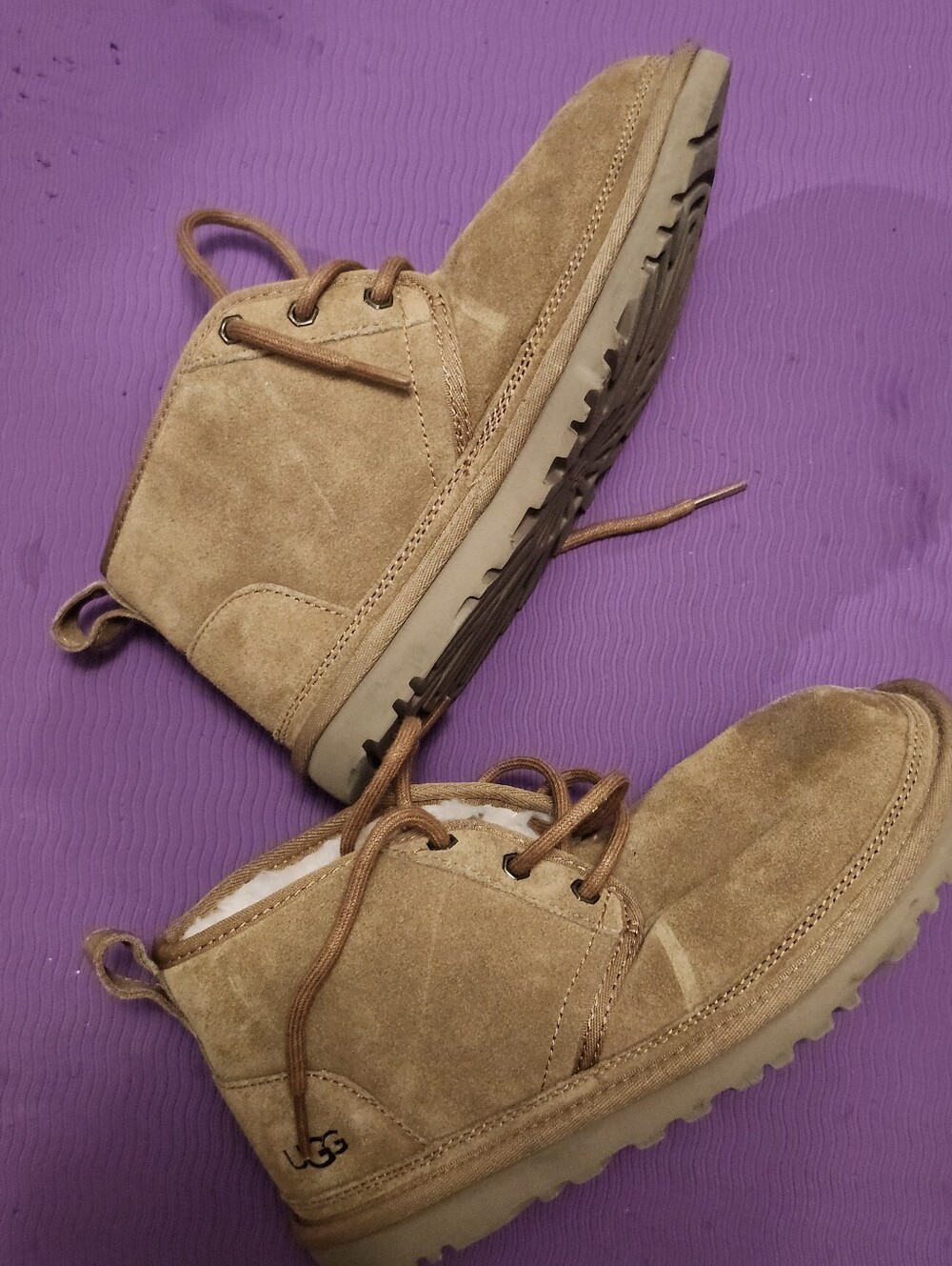 UGG Women's Chestnut Suede Lace-Up Ankle Booties with Shearling Cozycore